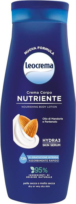 LEOCREMA CREMA CORPO NUTRIENTE 72H DI IDRATAZIONE INTENSA CON OLIO DI MANDORLA E PANTENOLO NATURALE PER PELLE SECCA O MOLTO SECCA 400 ML