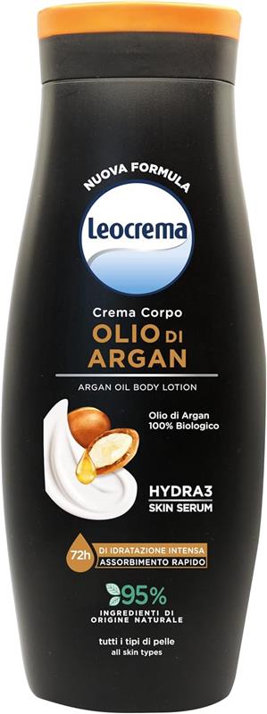 LEOCREMA CREMA CORPO OLIO DI ARGAN 100% BIOLOGICO 95% INGREDIENTI ORIGINE NATURALE PER TUTTI I TIPI DI PELLE 400 ML