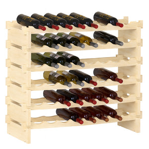 Porta Bottiglie Cantinetta Legno di Pino 6Piani 48 Scomparti 90x30 H81cm Casa Bar