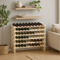 Porta Bottiglie Cantinetta Legno di Pino 6Piani 60 Scomparti 110x30 H80cm Casa Bar