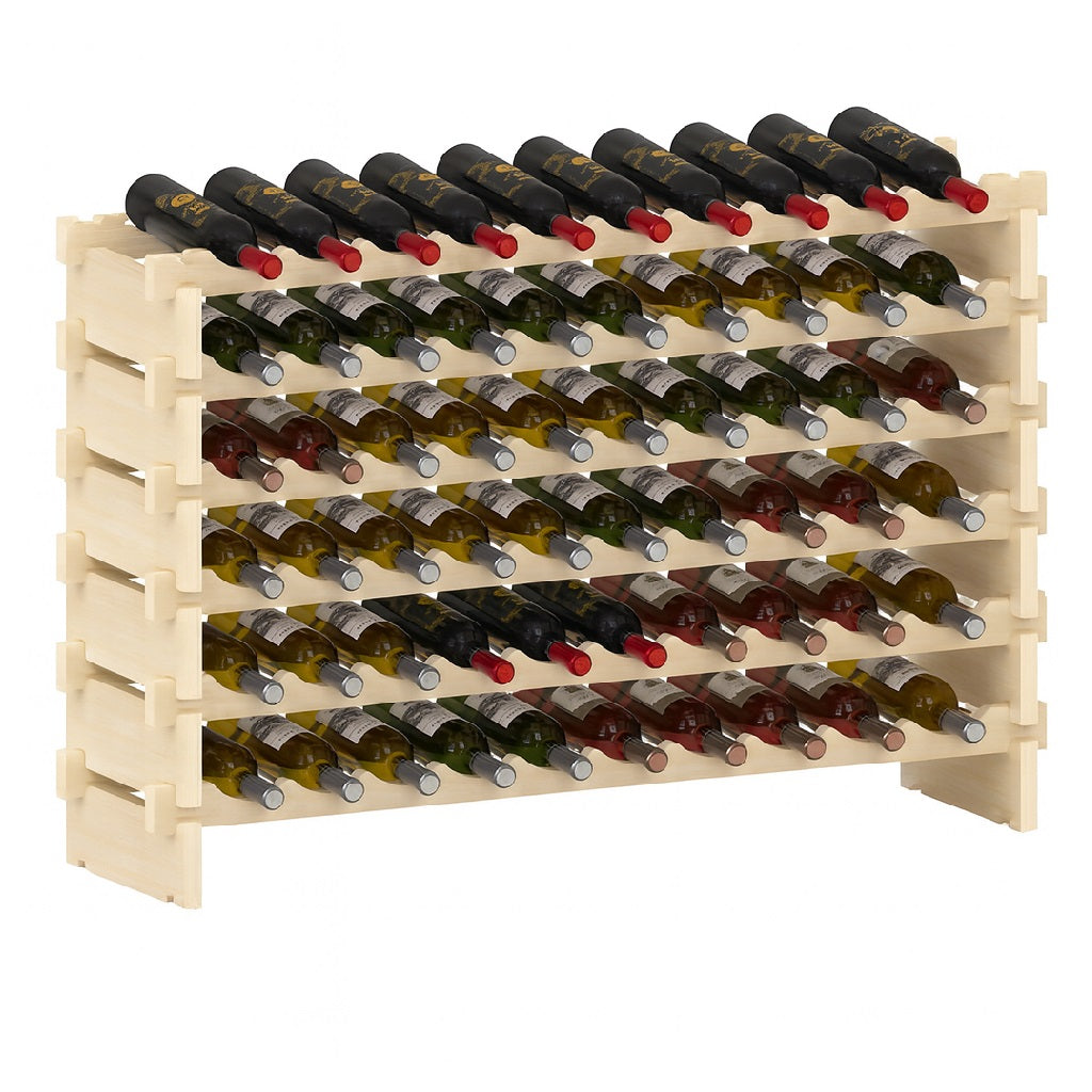 Porta Bottiglie Cantinetta Legno di Pino 6Piani 60 Scomparti 110x30 H80cm Casa Bar