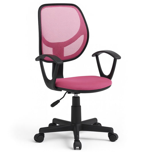 Sedia Girevole Casa Ufficio Cameretta Scrivania Ergonomica 5 Ruote Traspirante Rosa