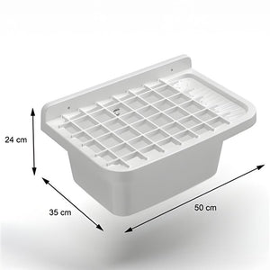 PILOZZO A PARETE BIANCO IN RESINA CON GRIGLIA PERFETTO PER SPAZI INTERNI O ESTERNI 50X35X24 CM