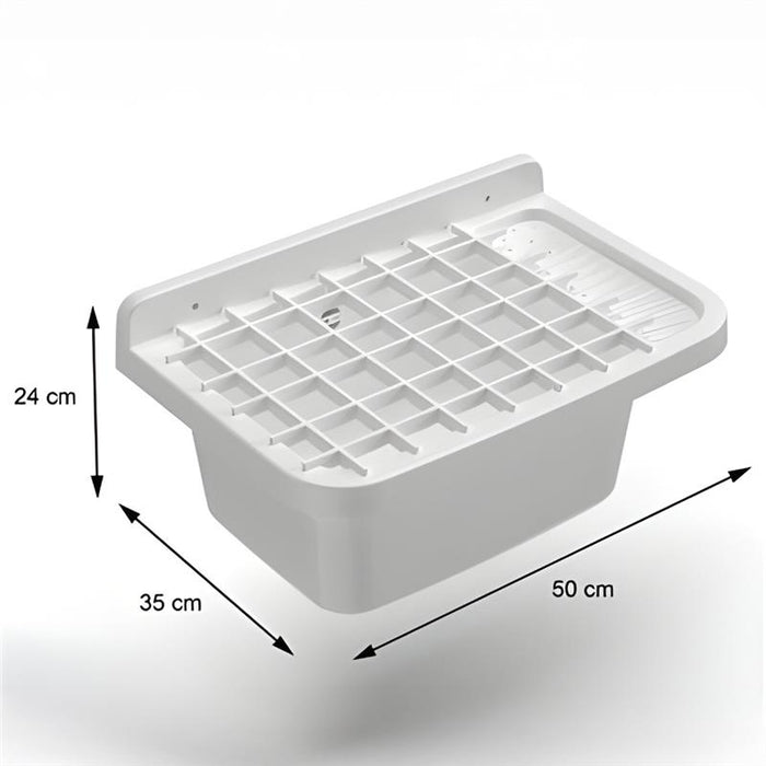 PILOZZO A PARETE BIANCO IN RESINA CON GRIGLIA PERFETTO PER SPAZI INTERNI O ESTERNI 50X35X24 CM