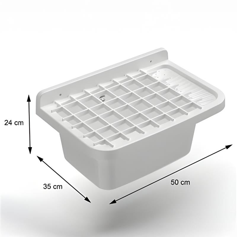 PILOZZO A PARETE BIANCO IN RESINA CON GRIGLIA PERFETTO PER SPAZI INTERNI O ESTERNI 50X35X24 CM