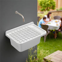 PILOZZO A PARETE BIANCO IN RESINA CON GRIGLIA PERFETTO PER SPAZI INTERNI O ESTERNI 50X35X24 CM