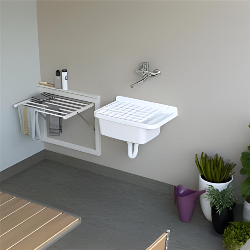 PILOZZO A PARETE BIANCO IN RESINA CON GRIGLIA PERFETTO PER SPAZI INTERNI O ESTERNI 50X35X24 CM