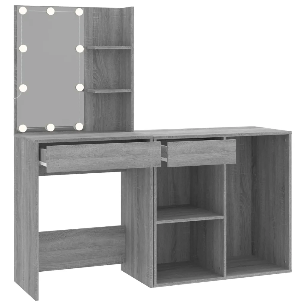 Toeletta con LED e Armadietto Grigio Sonoma Legno Multistrato cod mxl 76861