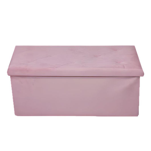 POUF CONTENITORE IN PVC CON COPERCHIO EFFETTO TRAPUNTATO COLORE ROSA DIMENSIONI 76X38X38 CM