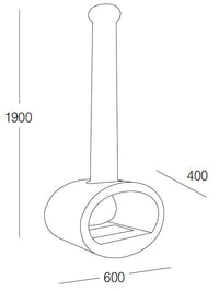 Camino a Bioetanolo da Soffitto 190x60 cm Karlsen Cervinia Nero