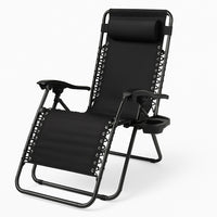 Sedia Poltrona Giardino Gravità Zero Pieghevole Acciaio Oxford con Vassoio Laterale Nero