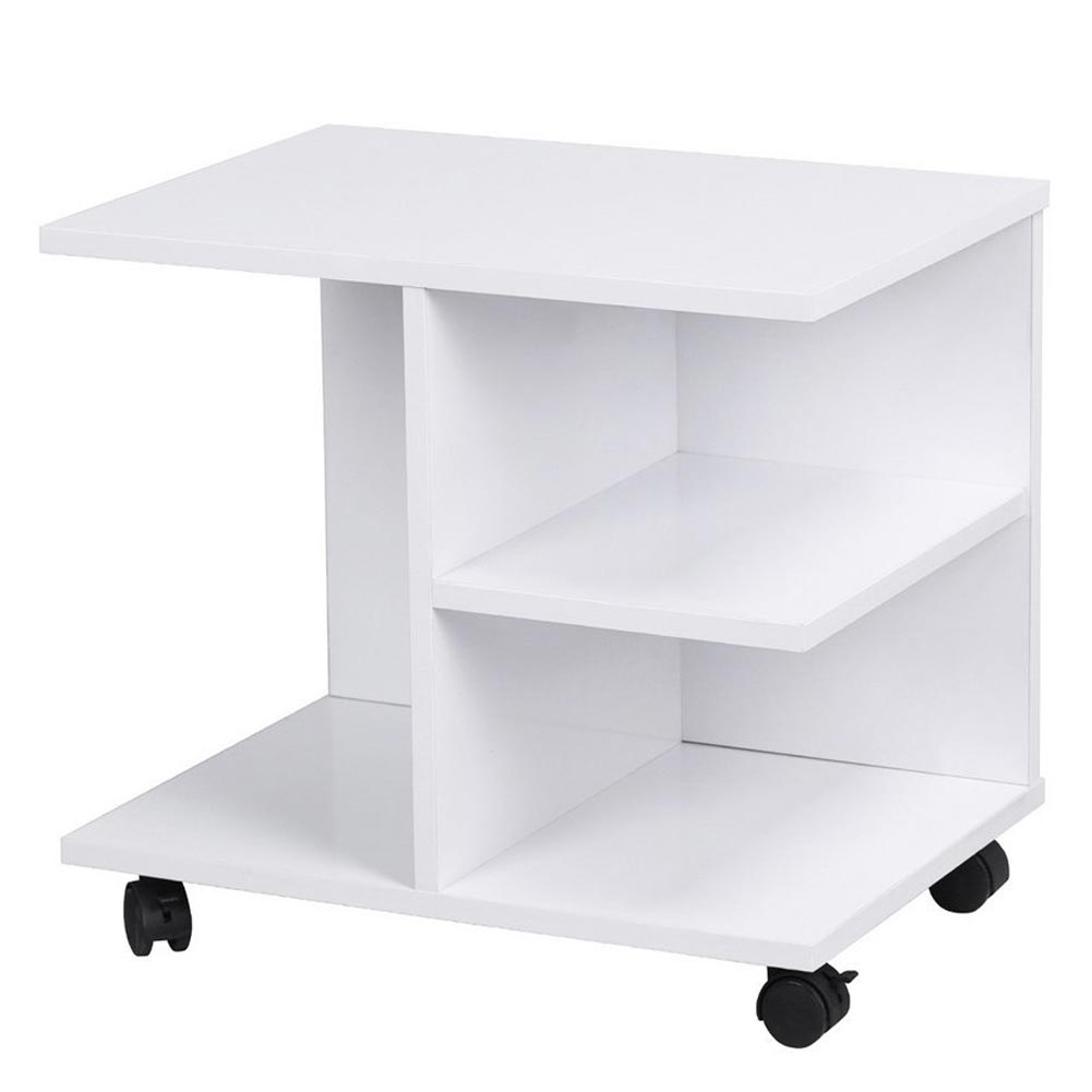 Mobiletto Tavolino Multiuso Design Moderno 4Ripiani 50x35H42cm Salvaspazio Bianco