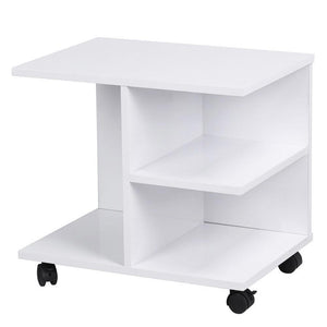 Mobiletto Tavolino Multiuso Design Moderno 4Ripiani 50x35H42cm Salvaspazio Bianco