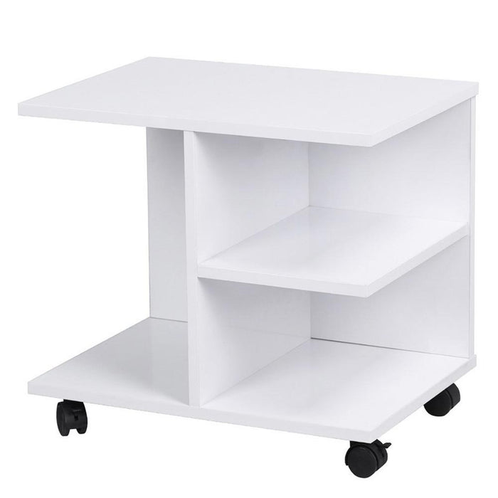 Mobiletto Tavolino Multiuso Design Moderno 4Ripiani 50x35H42cm Salvaspazio Bianco