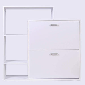 Scarpiera Doppia Profondità con Libreria 4 Ripiani Salvaspazio 102x25x98 cm Bianco