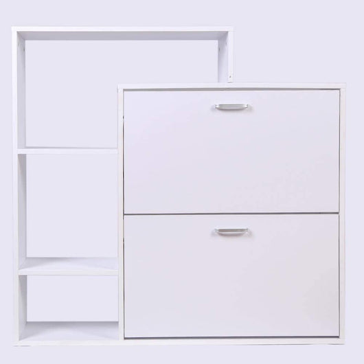 Scarpiera Doppia Profondità con Libreria 4 Ripiani Salvaspazio 102x25x98 cm Bianco
