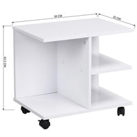 Mobiletto Tavolino Multiuso Design Moderno 4Ripiani 50x35H42cm Salvaspazio Bianco