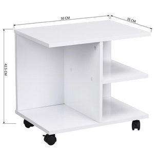 Mobiletto Tavolino Multiuso Design Moderno 4Ripiani 50x35H42cm Salvaspazio Bianco