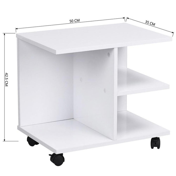 Mobiletto Tavolino Multiuso Design Moderno 4Ripiani 50x35H42cm Salvaspazio Bianco