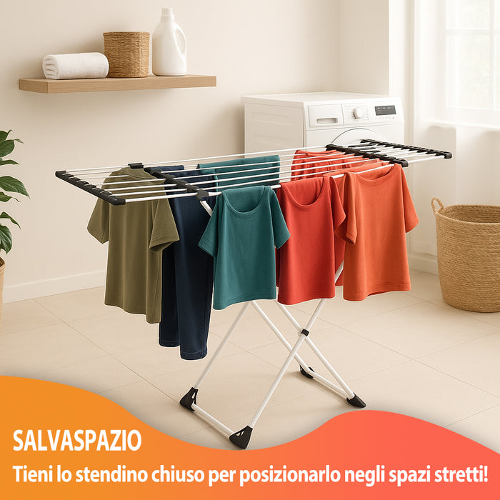 Stendino XXL Estensibile 18 Metri di Stenditura Bucato Salvaspazio Telescopica