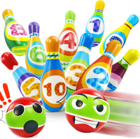 Set 10 Birilli da Bowling Giocattolo per Bambini con Pallina Morbidi e Sicuri