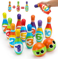 Set 10 Birilli da Bowling Giocattolo per Bambini con Pallina Morbidi e Sicuri