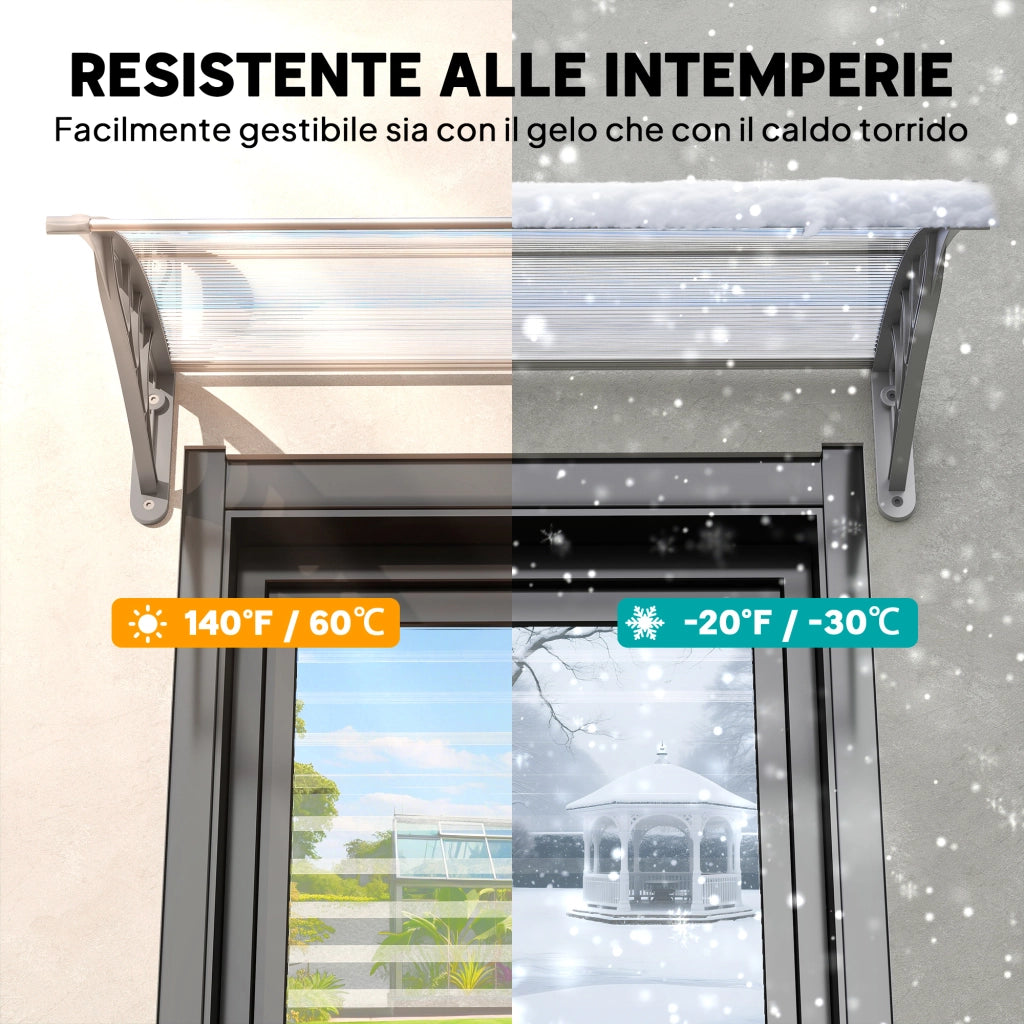 Tettoia da Esterno in Policarbonato Anti-UV ¨C zephmum ¨C Grigio 100x80 cm