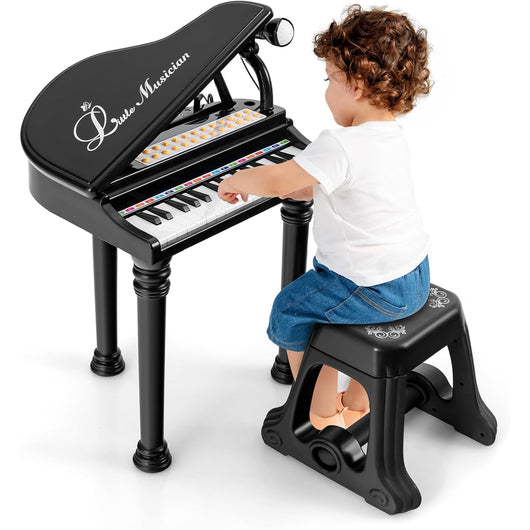 Tastiera Musicale Giocattolo Pianoforte per Bambini Nero 31 Tasti e Microfono