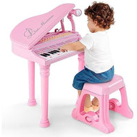 Pianoforte per Bambini con 31 Tasti Sgabello e Microfono Tastiera Musicale Rosa