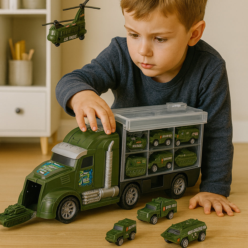 Camion Militare 12 in 1 con Carri Armati Giocattolo da Esercito con Luci e Suoni