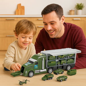 Camion Militare 12 in 1 con Carri Armati Giocattolo da Esercito con Luci e Suoni