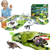 Playset Pista Macchinine Flessibili Parco dei Dinosauri Gioco con T-Rez 144 Pz