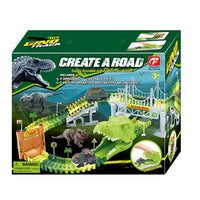 Playset Pista Macchinine Flessibili Parco dei Dinosauri Gioco con T-Rez 144 Pz