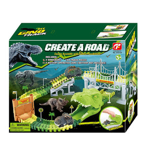Playset Pista Macchinine Flessibili Parco dei Dinosauri Gioco con T-Rez 144 Pz