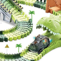 Playset Pista Macchinine Flessibili Parco dei Dinosauri Gioco con T-Rez 144 Pz