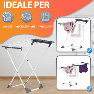 Stendino XXL Estensibile 18 MT Pieghevole Salvaspazio Telescopico con Ruote