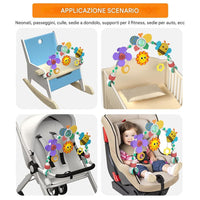 Giostrina Arco per Neonati con Suono e Clip Regolabili Giocattolo Educativo Culla Passeggino