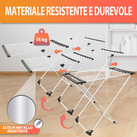 Stendino XXL Estensibile 18 MT Pieghevole Salvaspazio Telescopico con Ruote