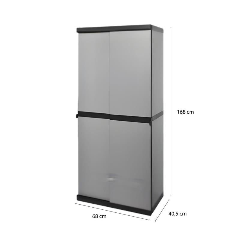 ARMADIO IN RESINA CON RIPIANI E ANTE SCORREVOLIDA INTERNO E DA ESTERNO MISURE 68X40,5X168