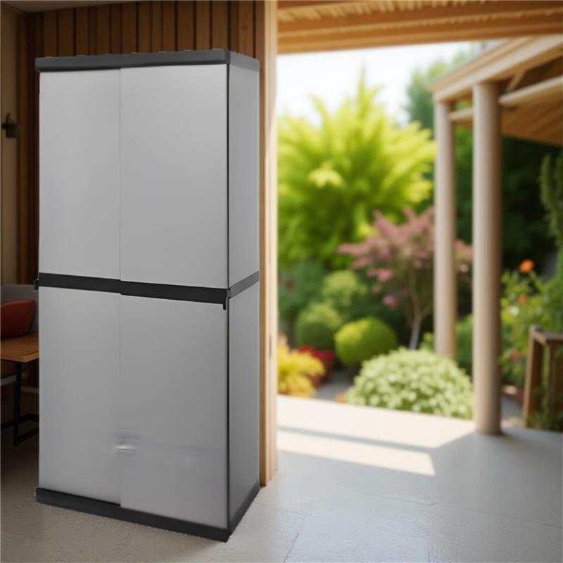 ARMADIO IN RESINA CON RIPIANI E ANTE SCORREVOLIDA INTERNO E DA ESTERNO MISURE 68X40,5X168