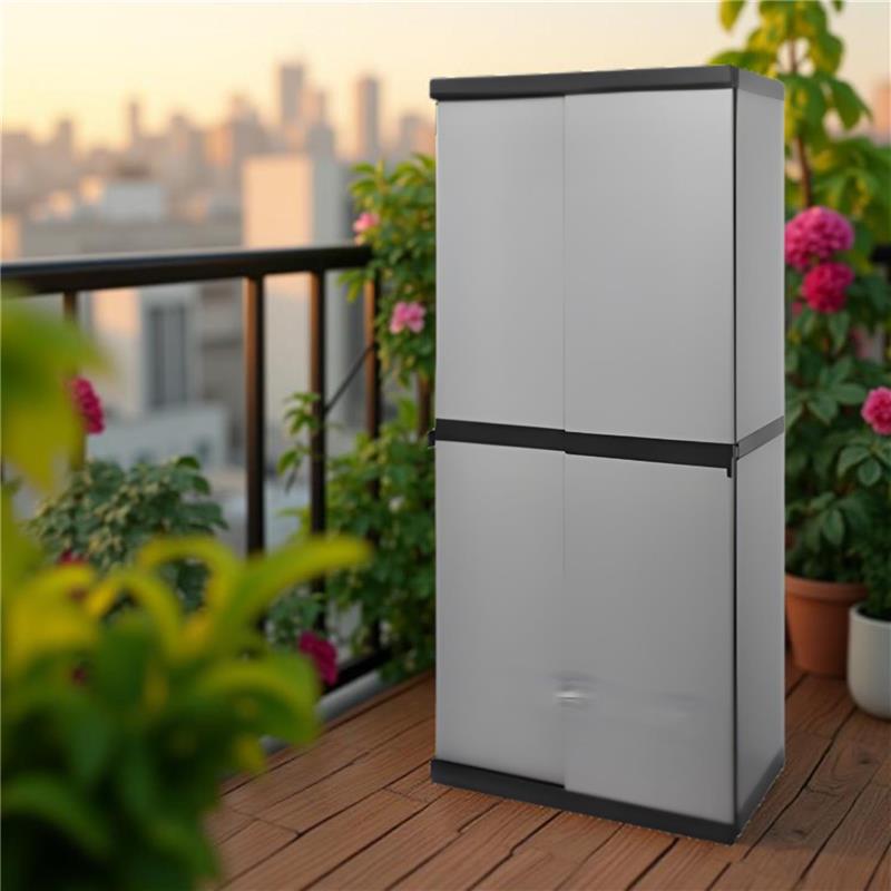 ARMADIO IN RESINA CON RIPIANI E ANTE SCORREVOLIDA INTERNO E DA ESTERNO MISURE 68X40,5X168