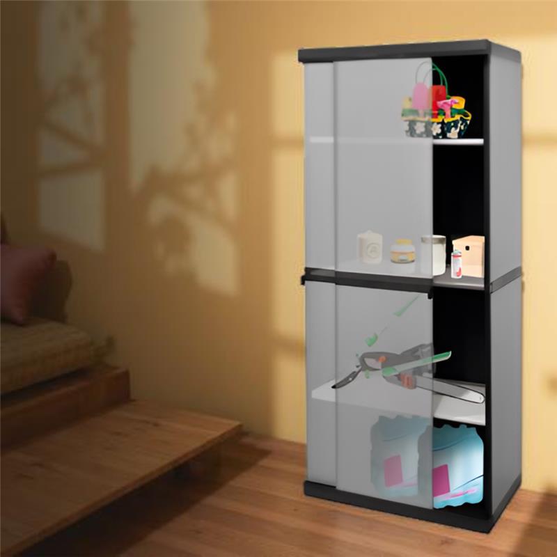 ARMADIO IN RESINA CON RIPIANI E ANTE SCORREVOLIDA INTERNO E DA ESTERNO MISURE 68X40,5X168