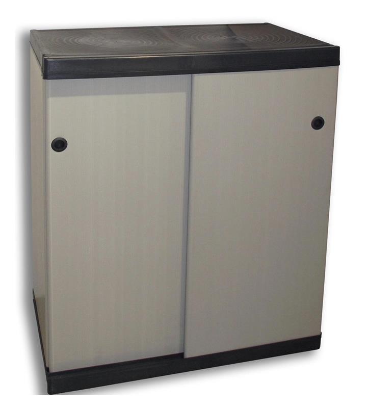 ARMADIO IN RESINA CON RIPIANI E ANTE SCORREVOLIDA INTERNO E DA ESTERNO MISURE 68X40,5X85H CM
