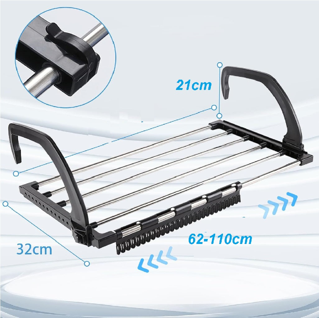 Stendino Pieghevole Salvaspazio Estensibile Balcone Finestra Termosifone Acciaio