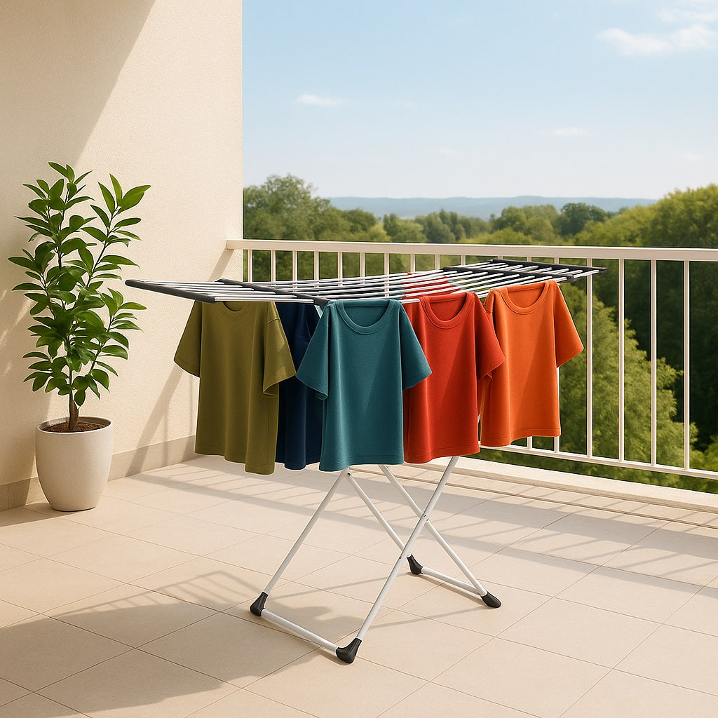 Stendino XXL Estensibile 18 MT Pieghevole Salvaspazio Telescopico con Ruote