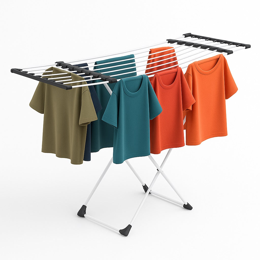 Stendino XXL Estensibile 18 MT Pieghevole Salvaspazio Telescopico con Ruote