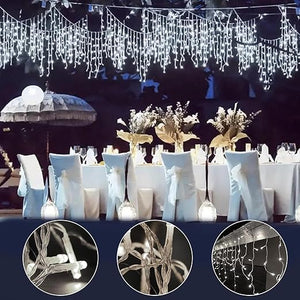 Tenda Luminosa LED 6x3 Metri Luci a Cascata Bianco per Interni ed Esterni COLORE LED: BIANCO FREDDO