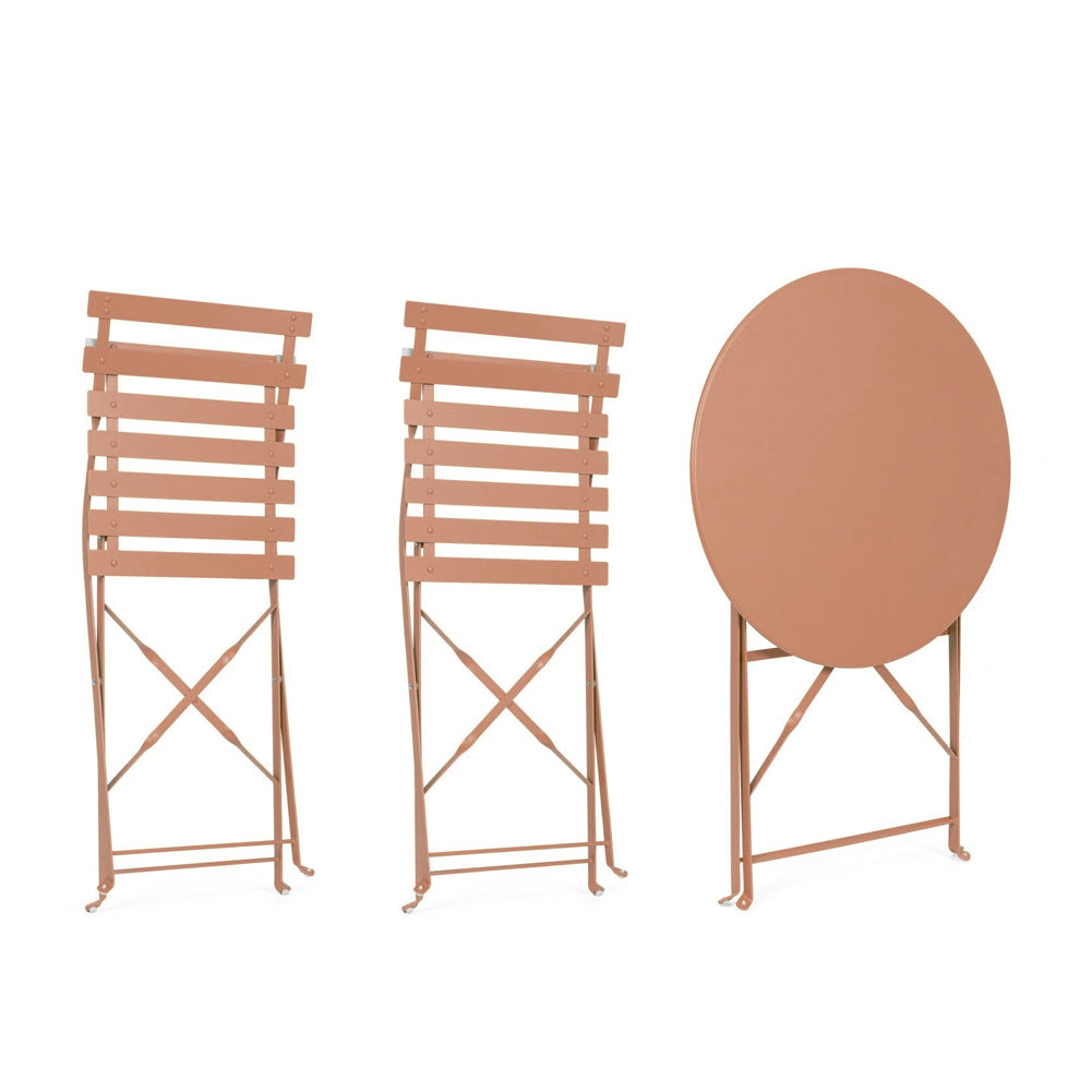 Set 3 Pezzi Giardino Tavolo 2 Sedie da Bistrot Pieghevole Modello Parigi Pesca