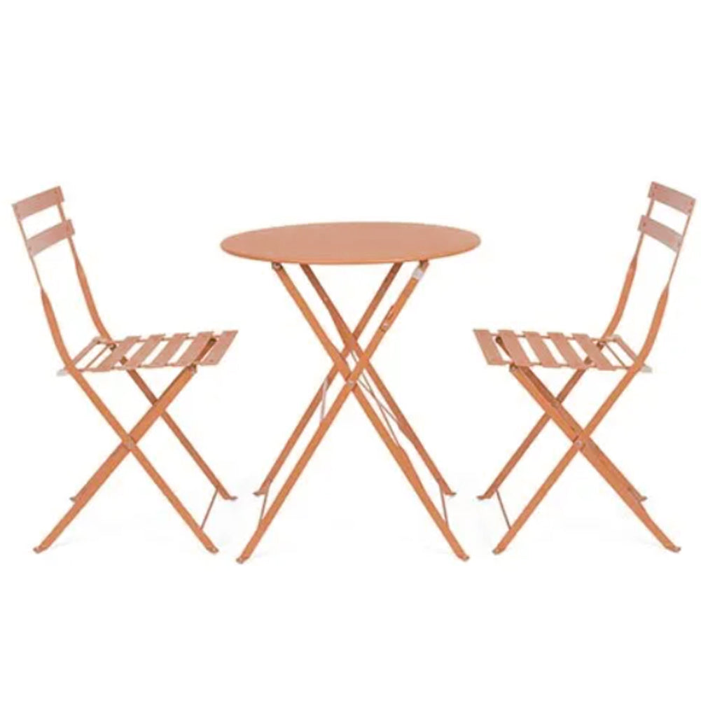 Set 3 Pezzi Giardino Tavolo 2 Sedie da Bistrot Pieghevole Modello Parigi Pesca