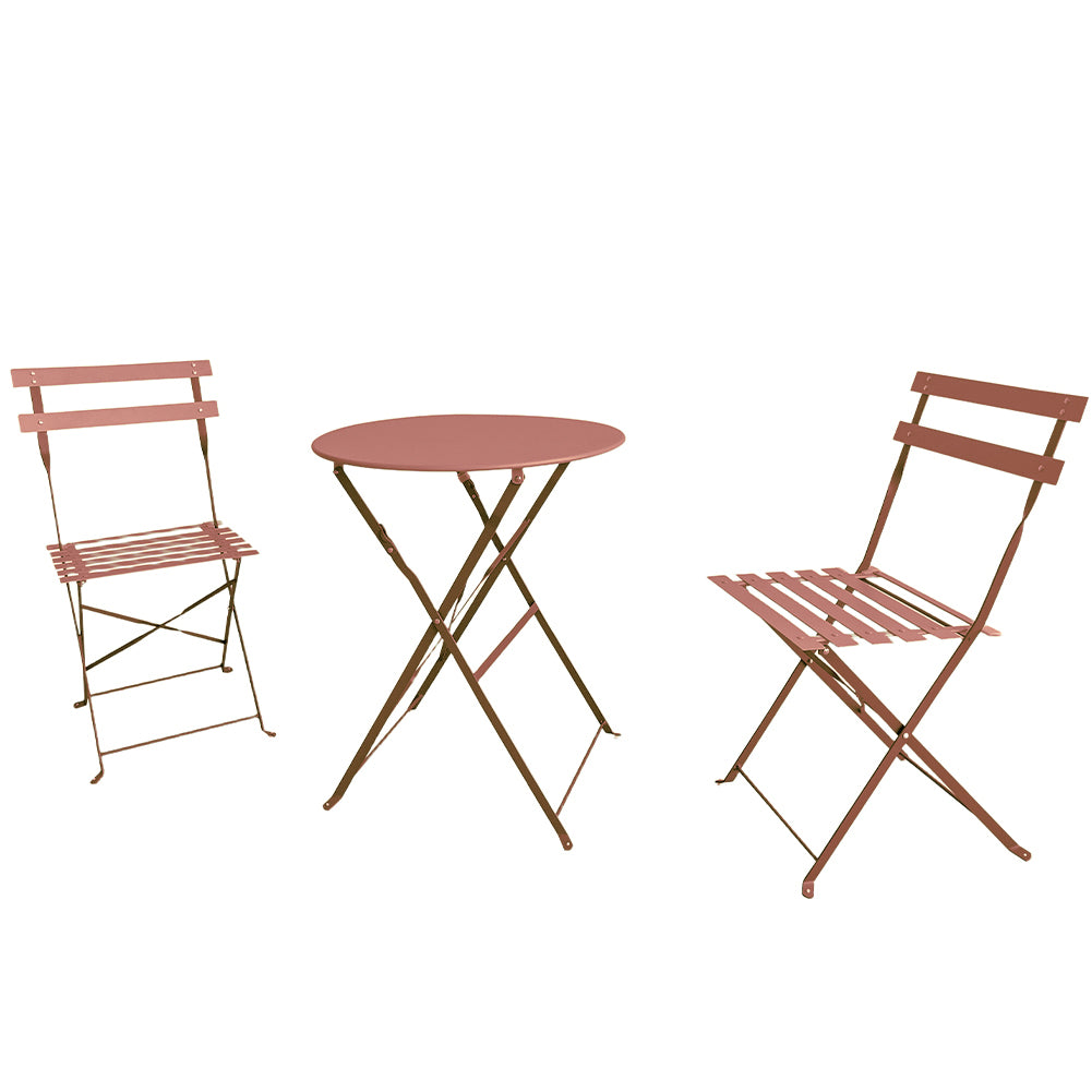 Set 3 Pezzi Giardino Tavolo 2 Sedie da Bistrot Pieghevole Modello Parigi Pesca
